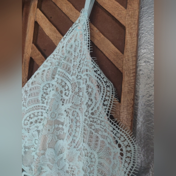 Victorias Secret Slip Dress Womens Size LARGElace Aqua Fairycore Dainty Feminine - Picture 7 of 10